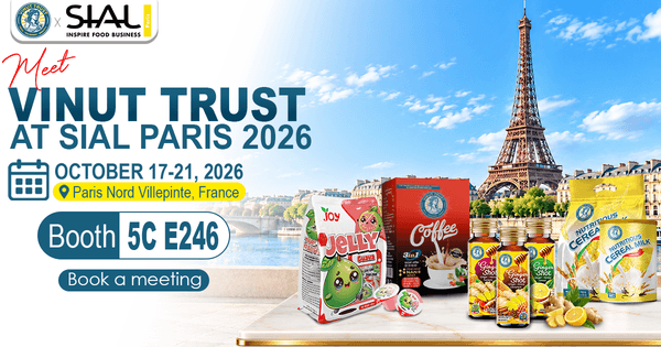 VINUT TRUST at SIAL Paris 2026, October 17–21, featuring Ginger Shot, Fruit Jelly, 3-in-1 Instant Coffee and Nutritious Cereal Milk at Booth 5C E246.