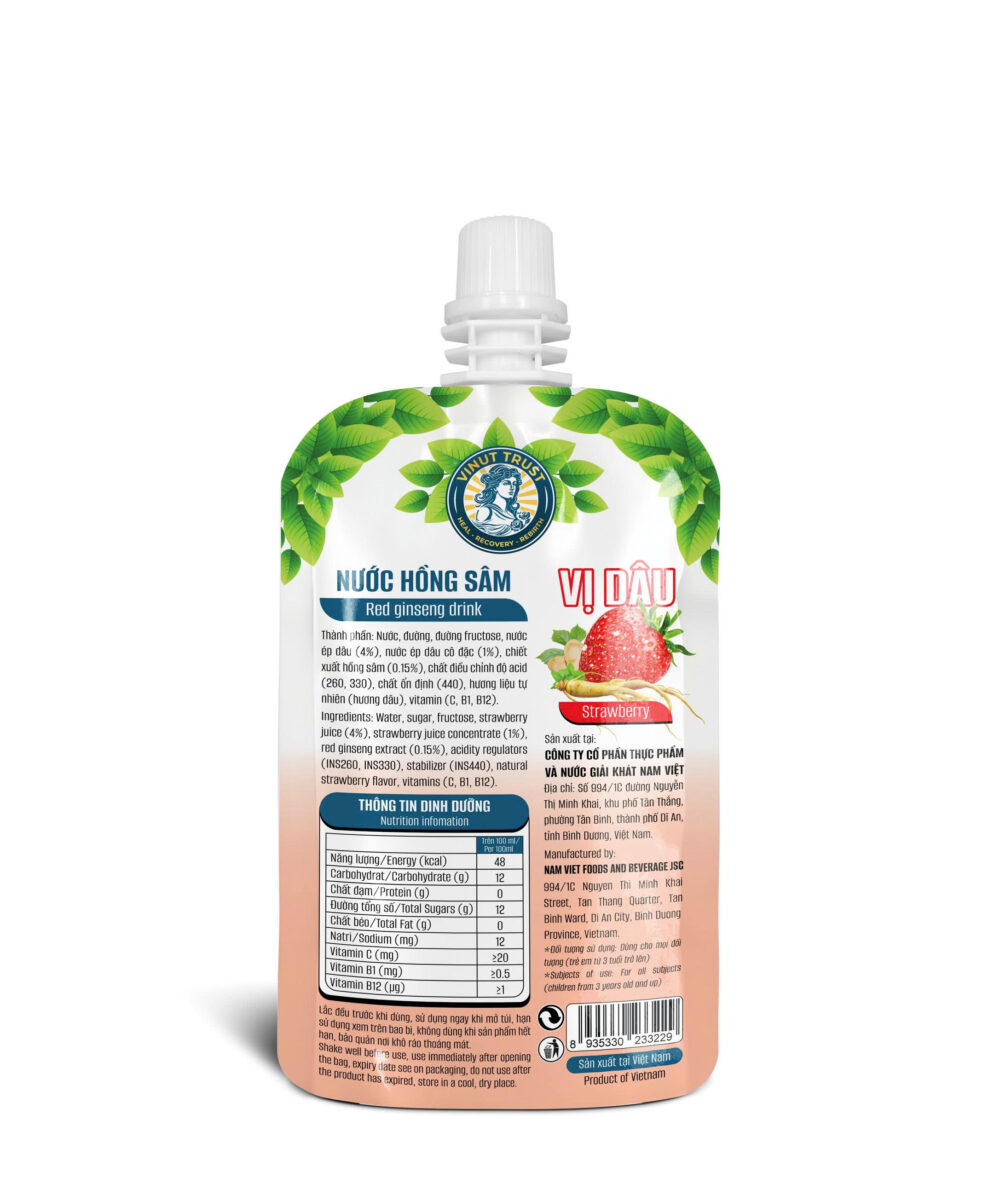 VINUT TRUST Red Ginseng Drink Strawberry juice 150ml - Image 2
