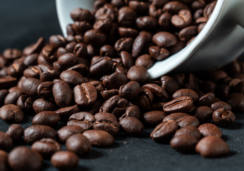 a cup full of coffee beans