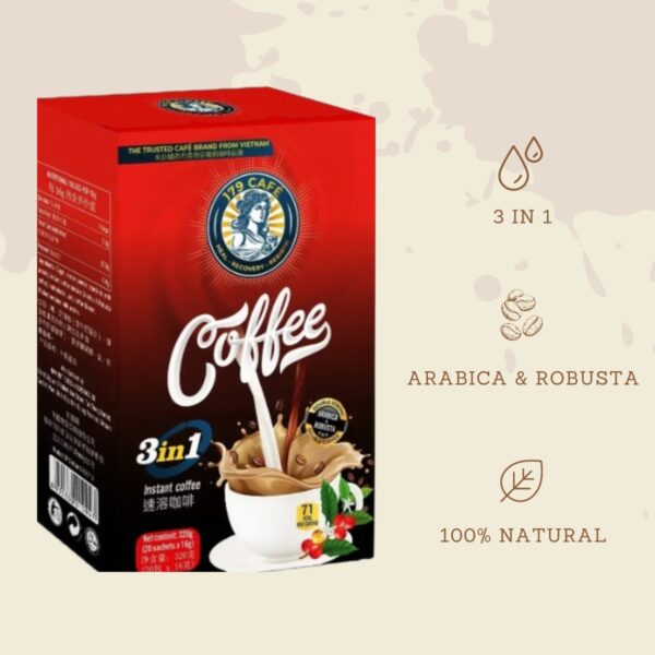 The Coffee Powder Vinut 3 in 1 Brand is made from Robusta and Arabica beans.
